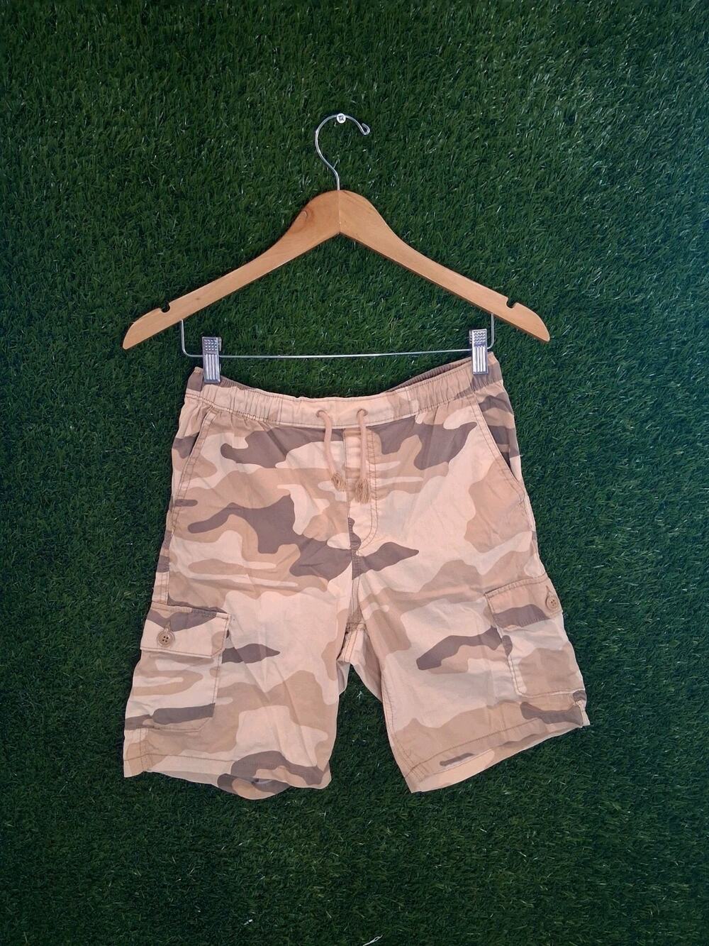 Gap Kids Boys Desert Camo Cargo Shorts Beige Tan Size XL 12 Drawstring Waist